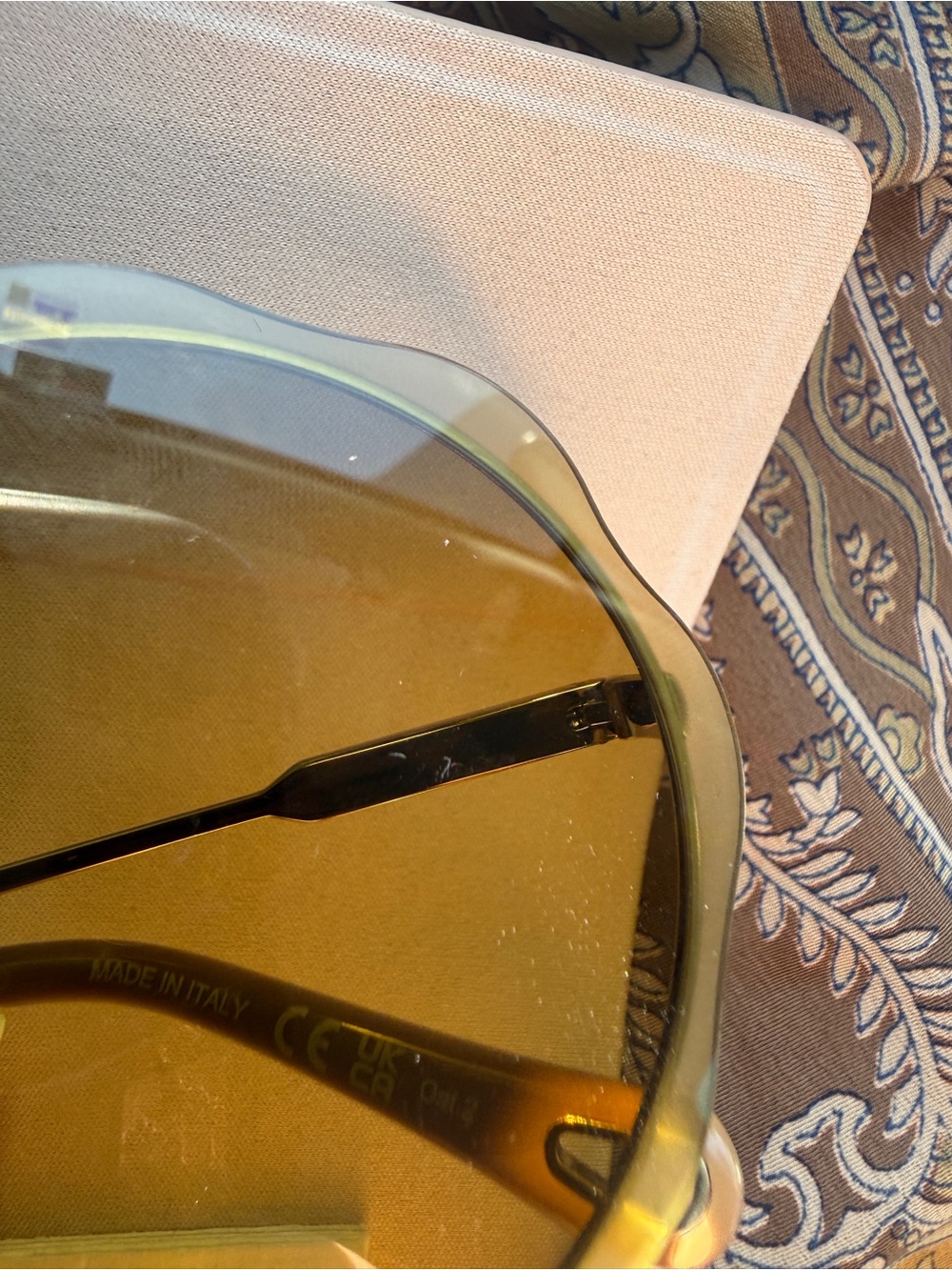 New Rare Chloe Gold Frame Brown Gradient Round Scalloped Sunglasses - Picture 11 of 16